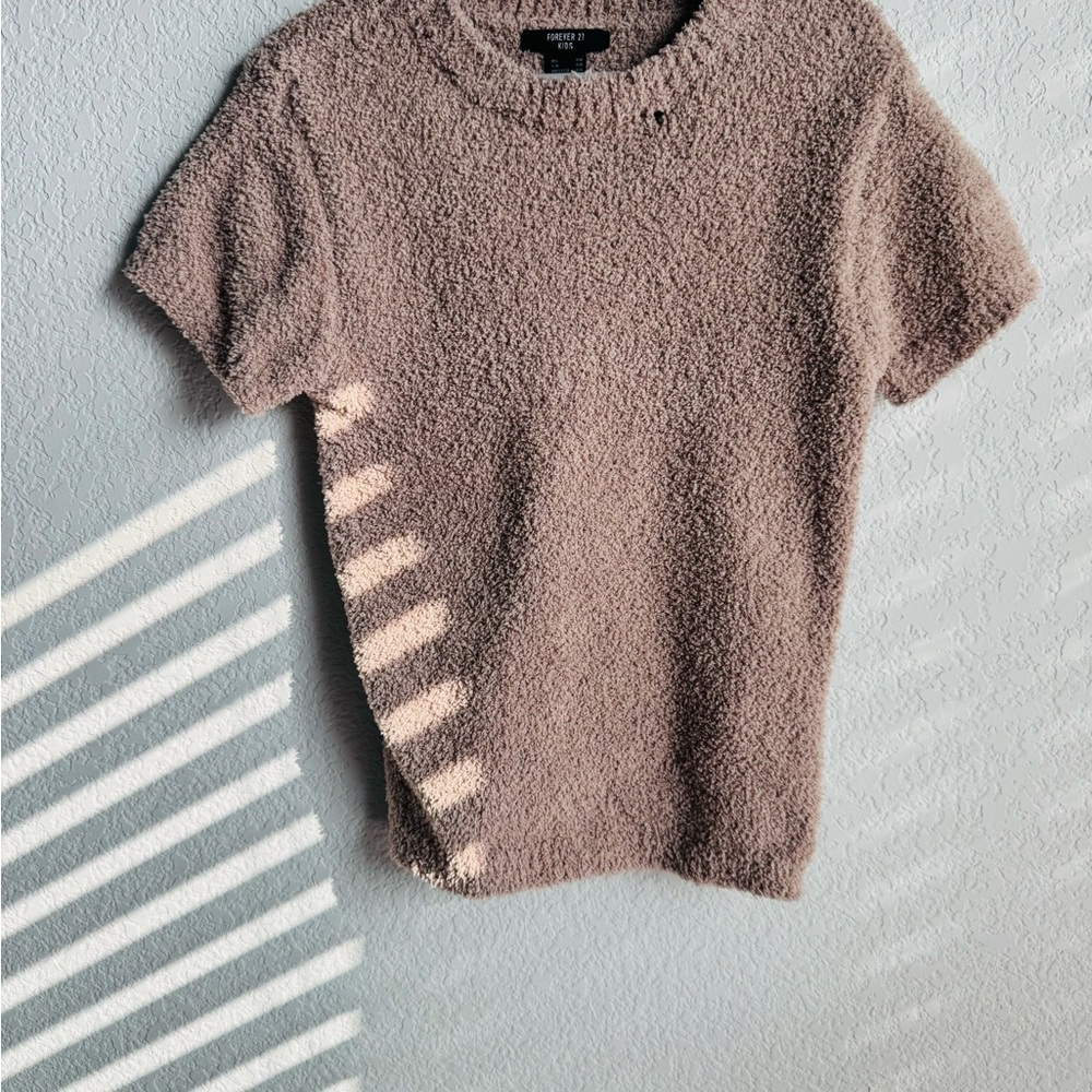 Forever 21 Kids Short Sleeve Fuzzy Tan Tee